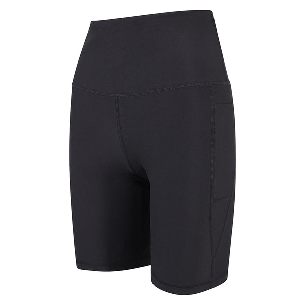 Supportive, functional and comfortable.  Our shorts feature:  High waisted fit.  Mid thigh leg.  Two side pockets.  Four way stretch and sweat wicking fabric.  Each pair of shorts have been made from 8 recycled plastic bottles in a certified factory.