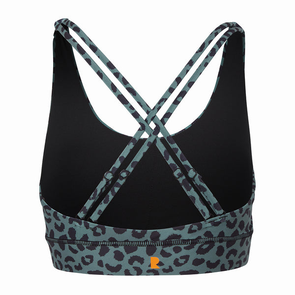 Supportive and functional our Sports Bra features:  Adjustable straps and removable pads for personal fit and comfort.  Fourway stretch and sweat wicking fabric.  Each bra has been made from 5 recycled plastic bottles in a certified factory.